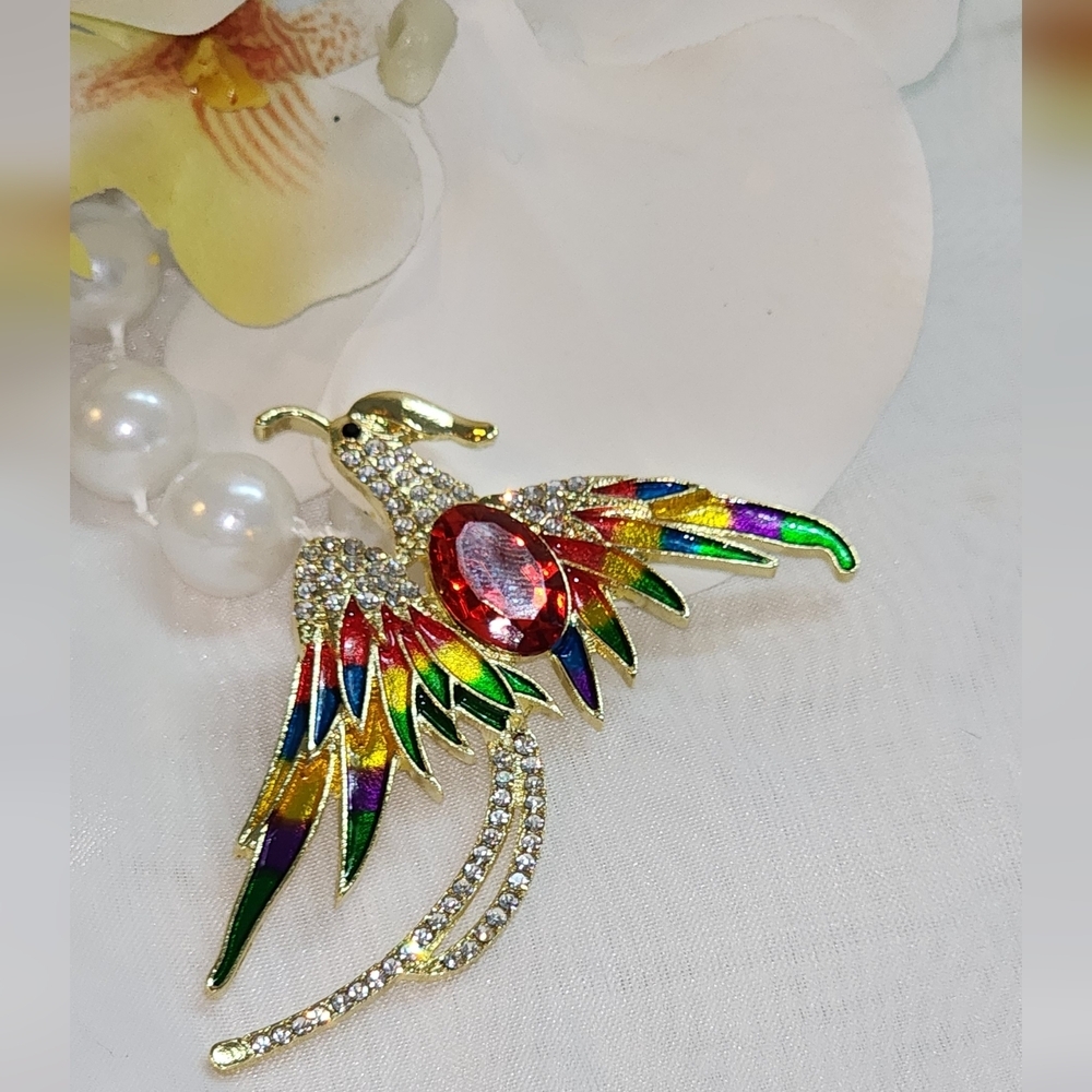Multicolor Phoenix Brooch - Picture 4 of 5